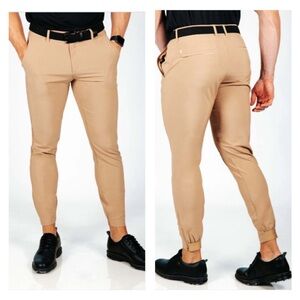 Primo Men's Tan Khaki Golf Jogger Pants Men's Size 30 x 31 Tall Stretch